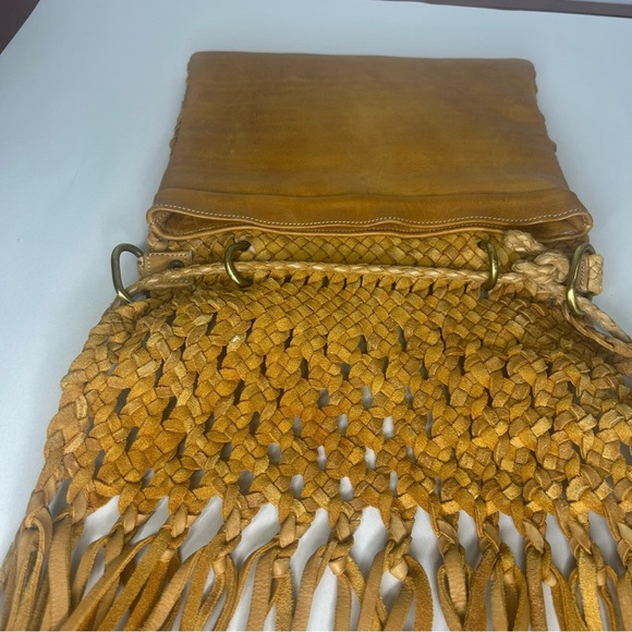 Motif56 Genuine Leather Fringe Boho Bag – Tan Cognac, Made in Morocco - Picture 5 of 14